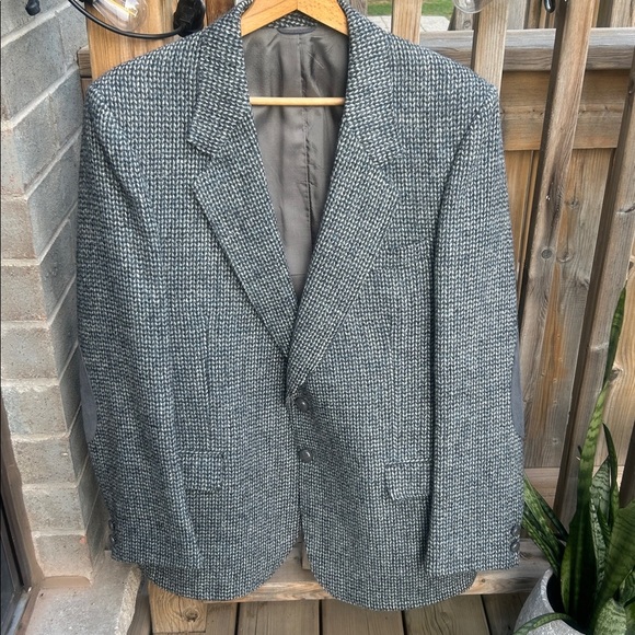Harris Tweed Blazer with Suede Elbow Patches 2 Button Wool Sport Coat Men’s M - Picture 13 of 16